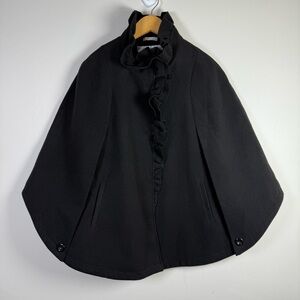 Black Ruffle Trim Cape / Poncho Coat Size XS NWT Event Dance